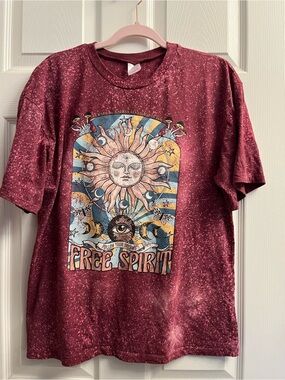 #10 No Boundaries Graphic Tee - Maroon Sun & Moon Design Large 11-13